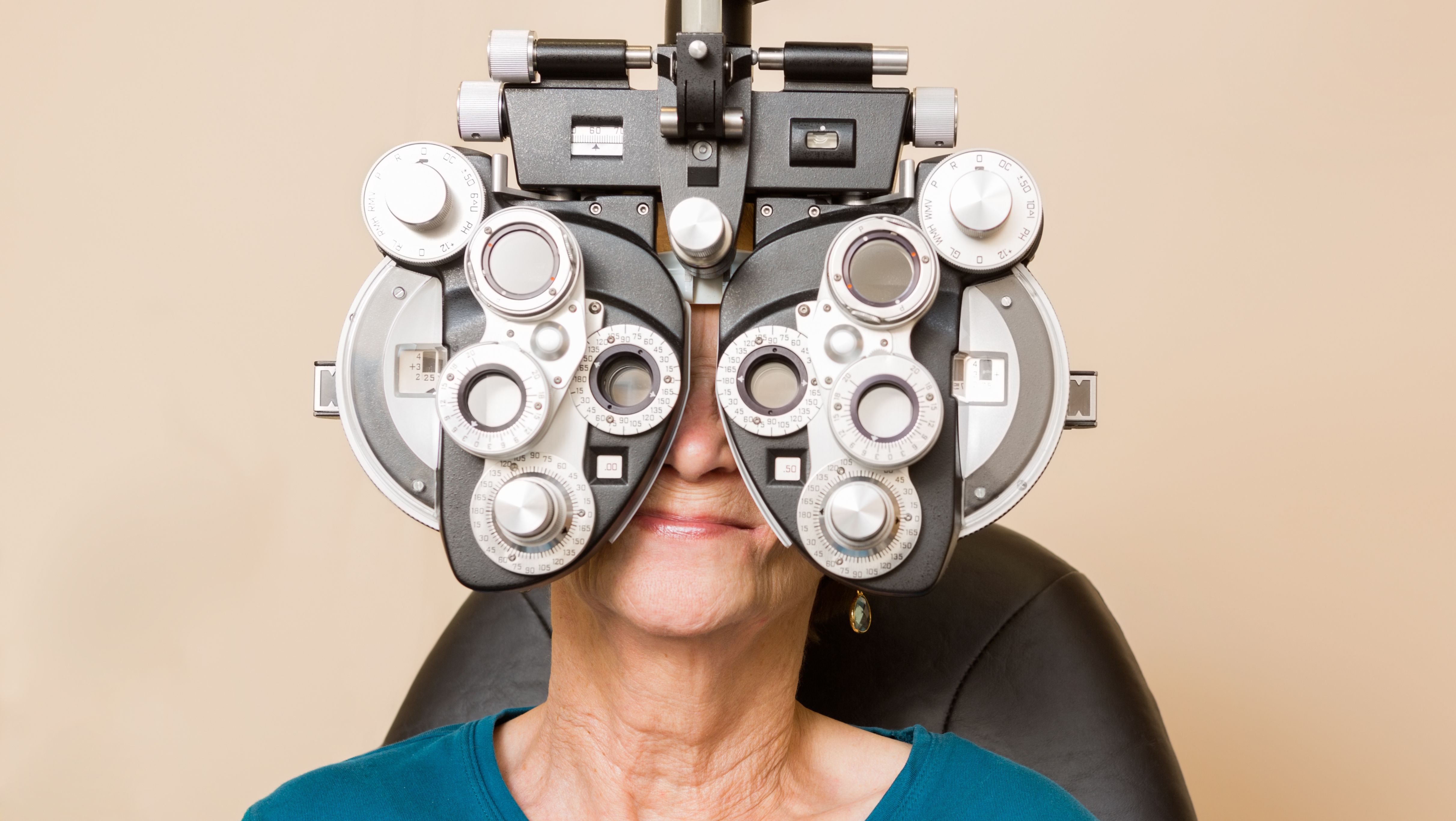 Receiving an eye exam in Edmonton at Optometrist's Clinic